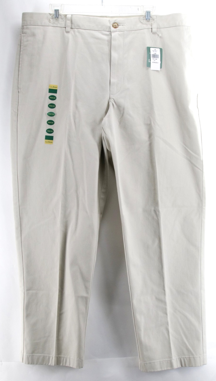 LL Bean Chino Pants Mens 40x30 Khaki Fit 100% Cotton Business NWT Casual Work